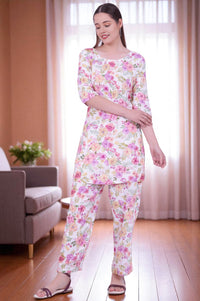 Multicolour Printed Straight Kurta &amp; Palazzos Set