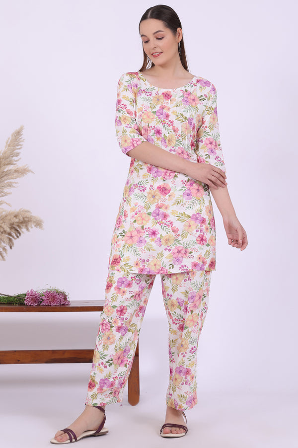 Multicolour Printed Straight Kurta & Palazzos Set