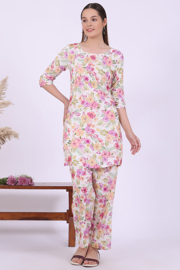 Multicolour Printed Straight Kurta & Palazzos Set