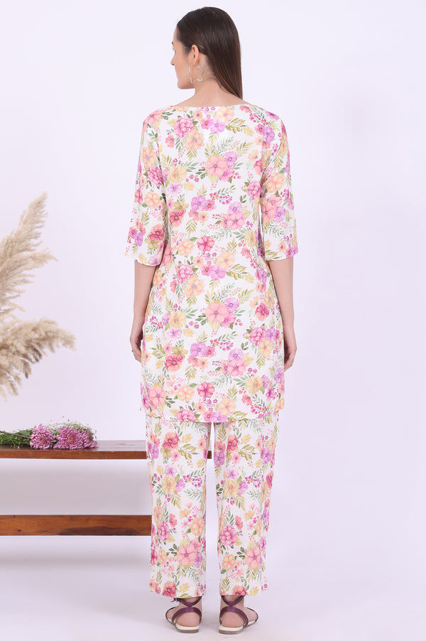 Multicolour Printed Straight Kurta & Palazzos Set