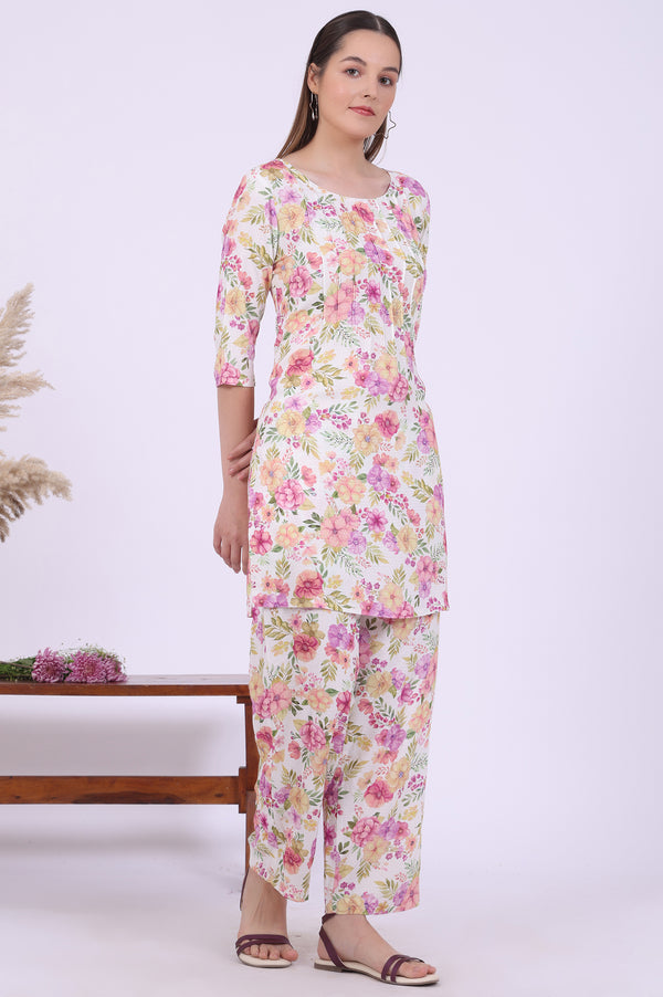 Multicolour Printed Straight Kurta & Palazzos Set