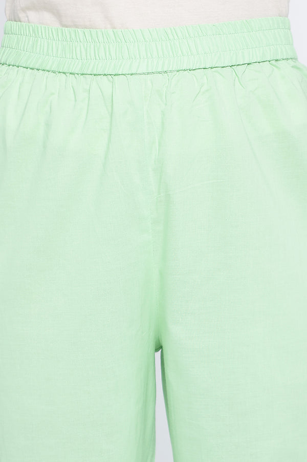 Mint Solid Printed Embroidered Viscose Flared Kurta, Trouser and Dupatta Set