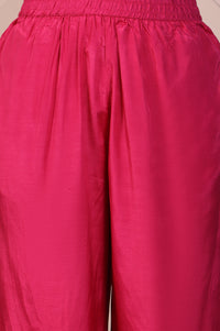 Pink Embroidered Spaghetti Strap Kurta, Palazzo and Dupatta Set