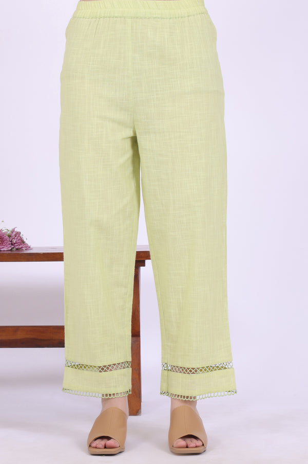 Green Solid Pure Cotton A-Line Kurta & Palazzos Set