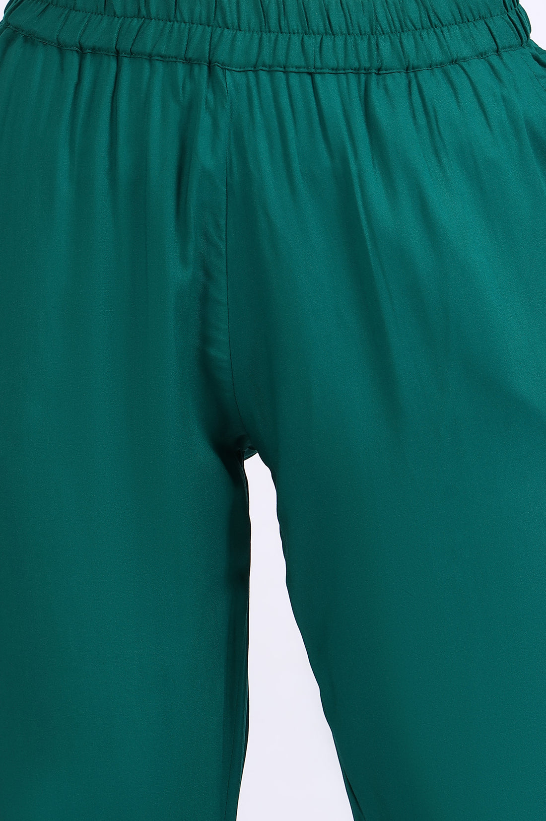 Green Foil Floral Printed Embellished A-line Kurta, Trousers and Stole Set