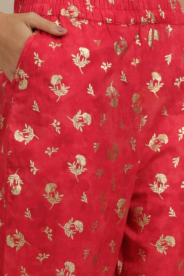 Red Bold Floral Printed A-line Kurta and Pants Co-ord Set