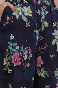 Blue Bold Floral Printed A-line Kurta and Pants Co-ord Set