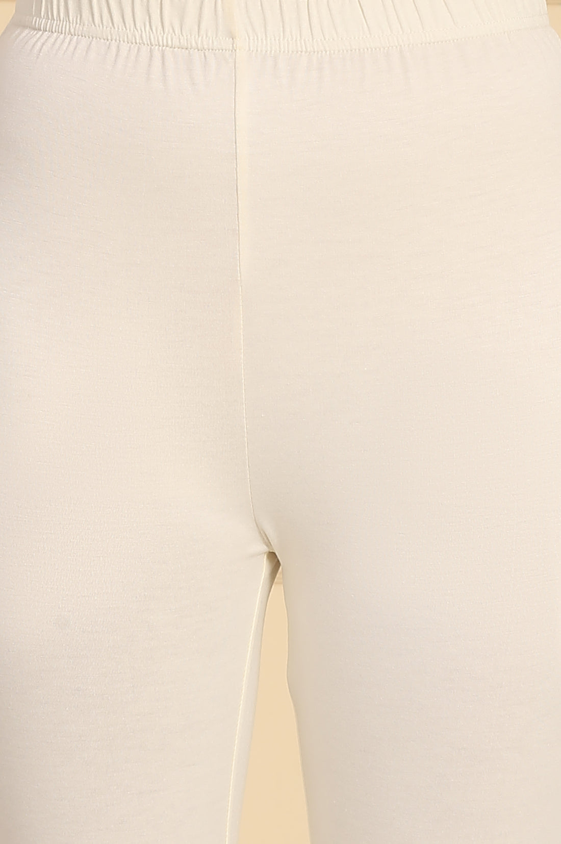 Cream Solid Schiffli Embroidered Flared Kurta, Leggings and Dupatta Set