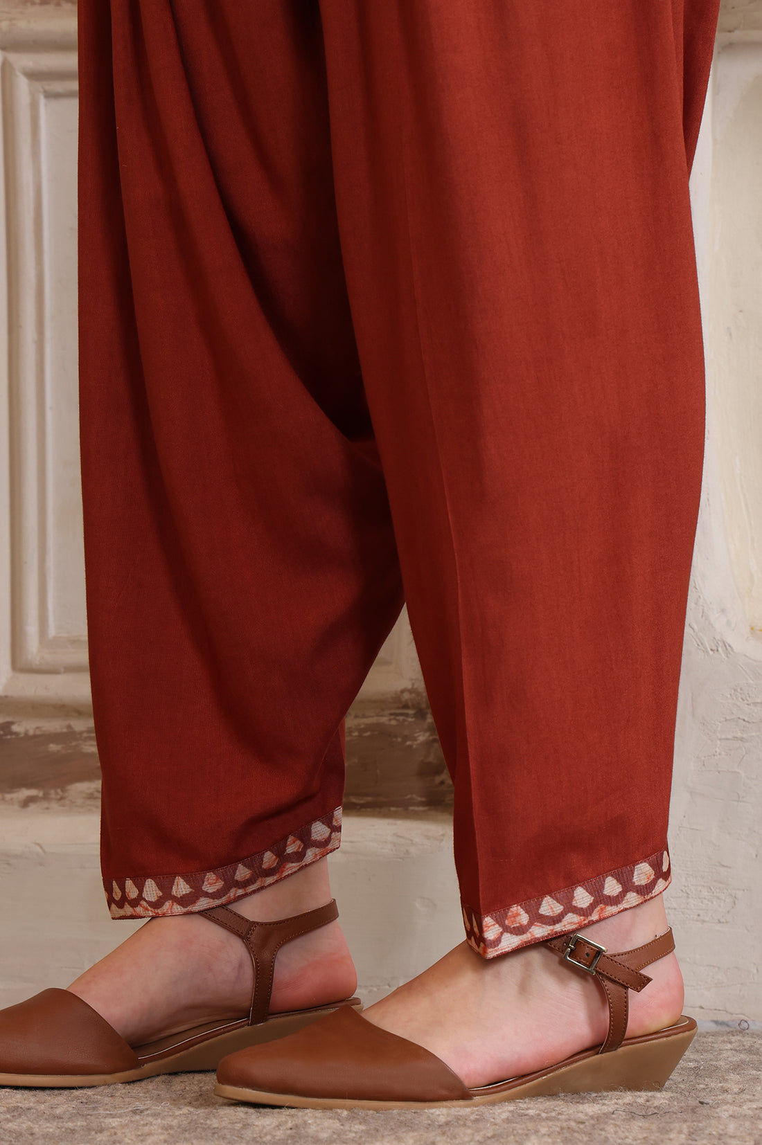 Brown Floral Printed Sequinned Straight Kurta, Salwar and Dupatta Set