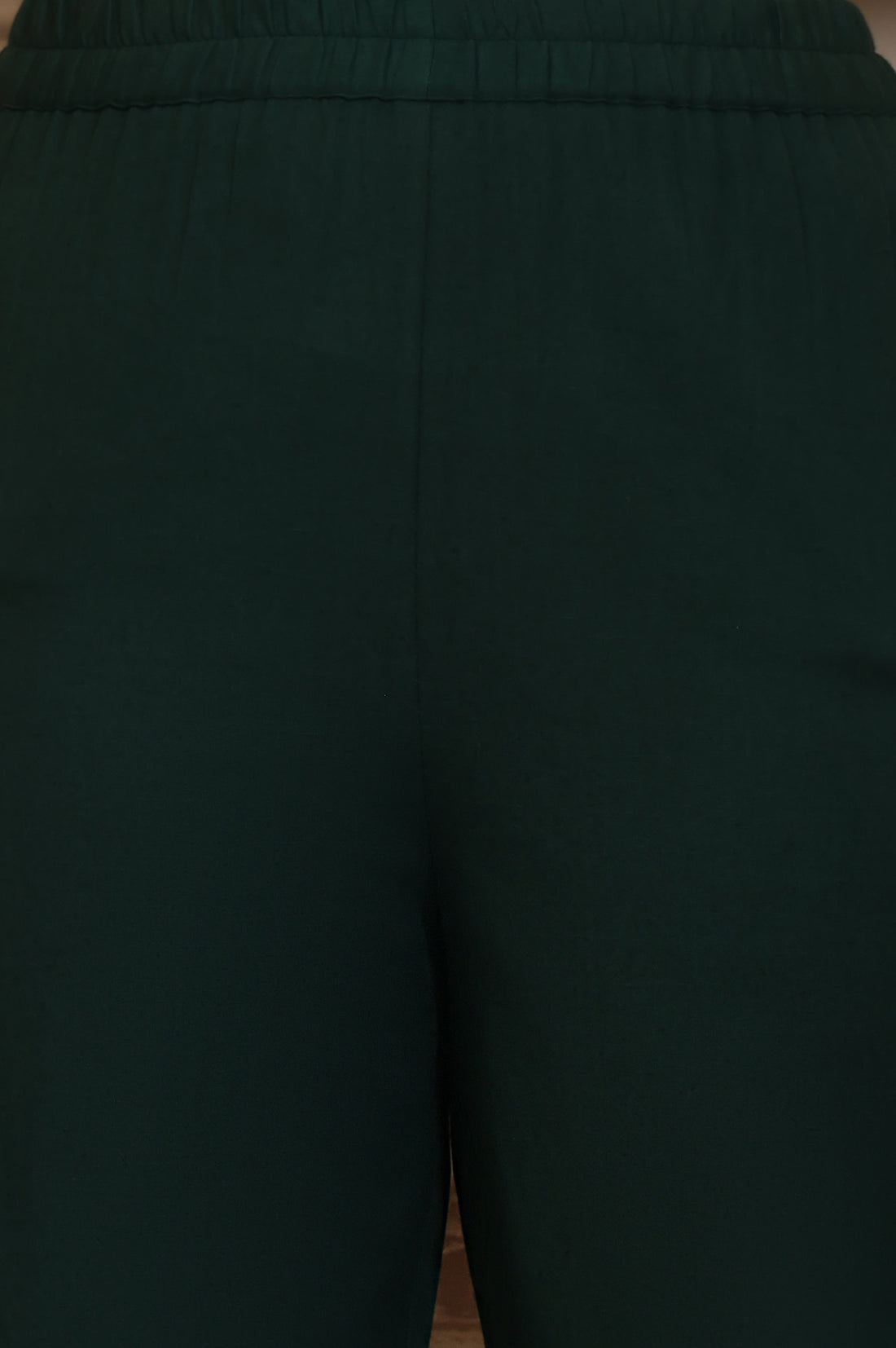 Green Printed Sequinned Flared Cotton Kurta, Trouser and Dupatta Set