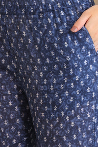 Blue Printed Straight Pure Cotton Kurta and Trouser Co-ord Set