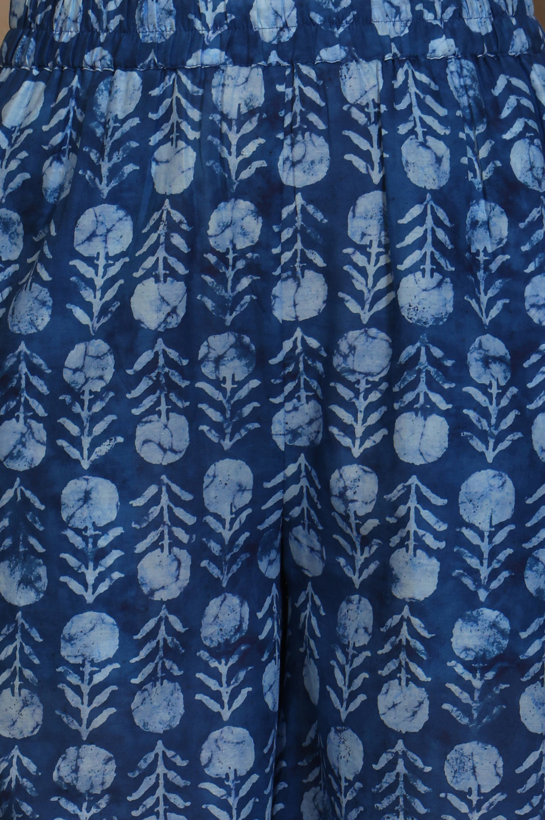 Blue Printed Thread Embroidered Straight Cotton Spaghetti Top, Jacket and Palazzo Set