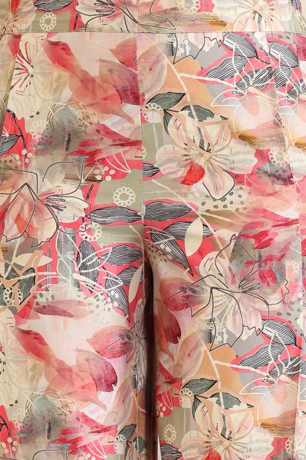 Pink Floral Printed Straight Spaghetti Top and Palazzo Co-Ord Set