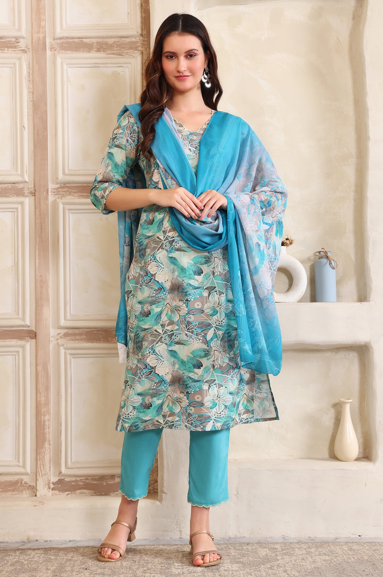 Thread Modal Designs Buy Blue Digital Printed Thread Embroidered Straight Modal Kurta ...