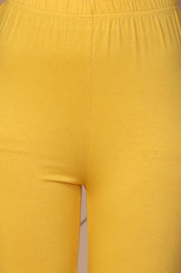 Yellow Embroidered Anarkali Jacquard Kurta with Tights and Dupatta Set