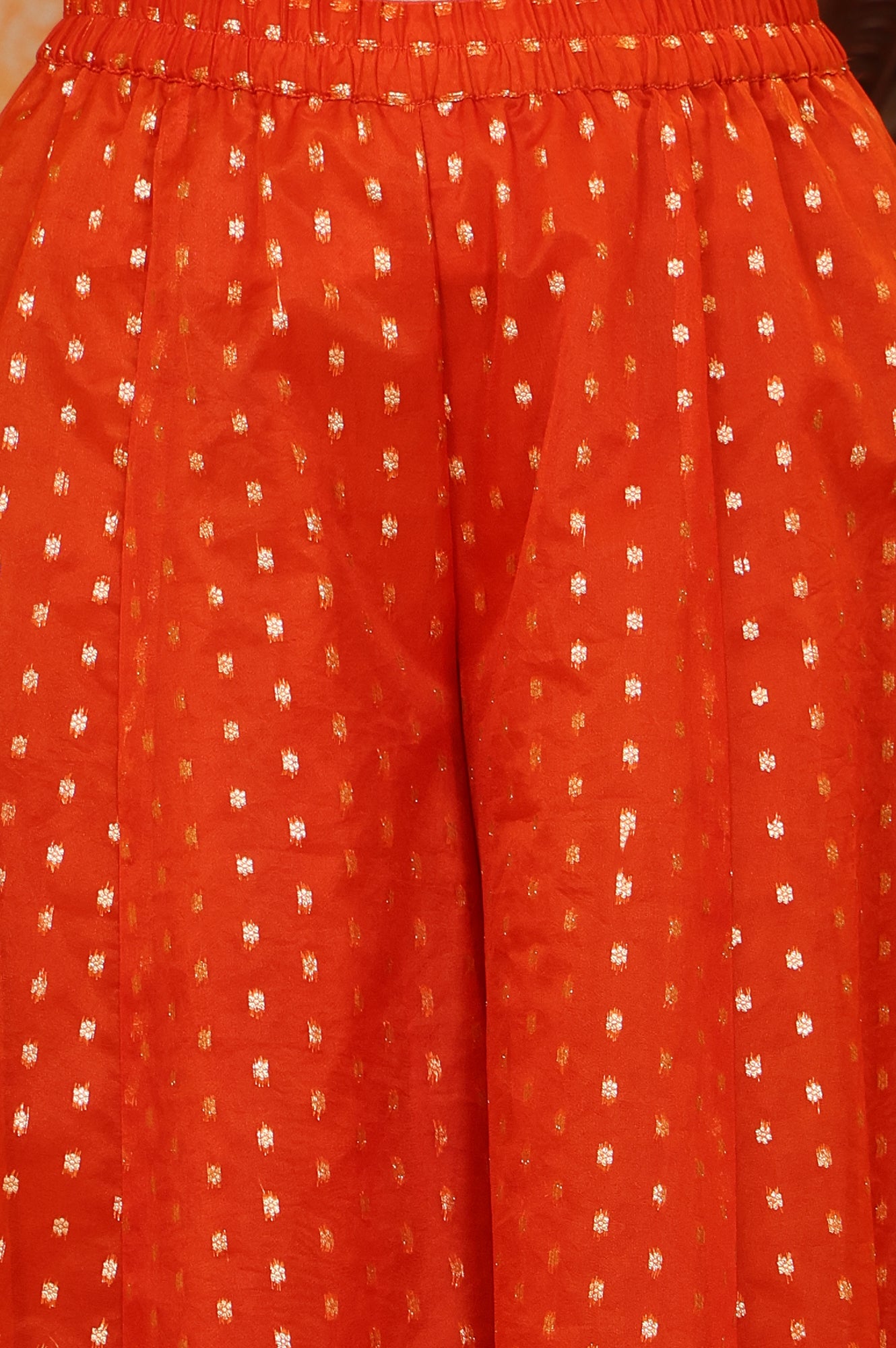 Orange Dyed Tape Embroidered Straight Kurta, Palazzo and Dupatta Set
