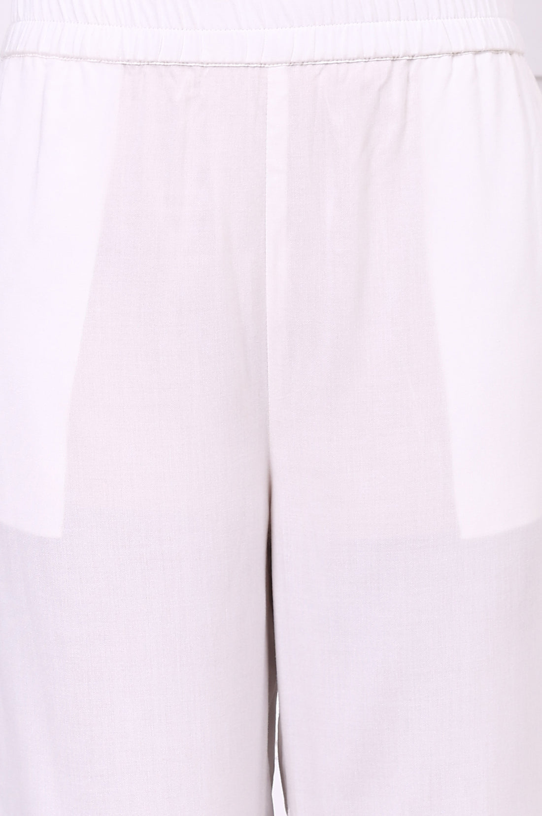 White Geometric Printed Cotton Rayon Straight Kurta, Trousers and Dupatta Set