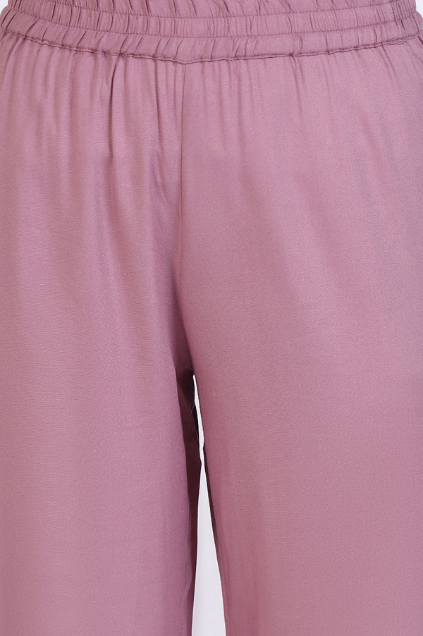 Pink Floral Printed Rayon A-line Kurta and Pants Co-ord Set