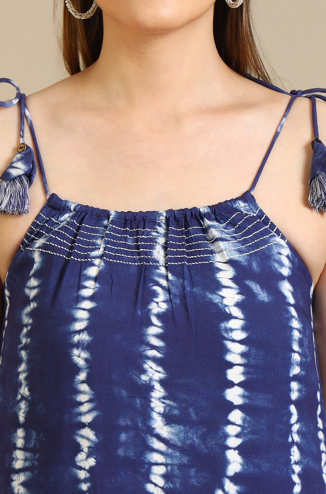 Blue Tie and Dye Shibori Saphetti Kurta and Palozzos Co-ord Set