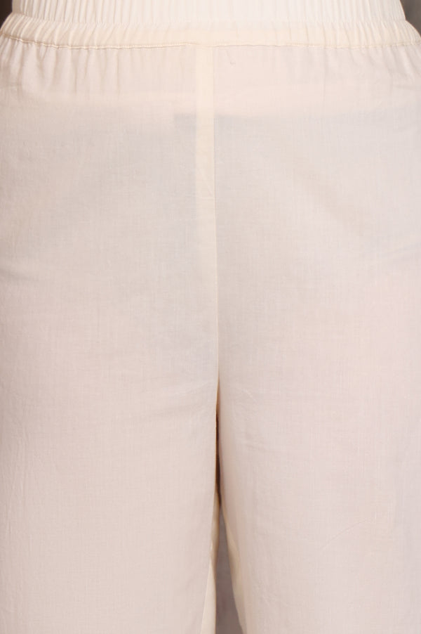 Beige Foil Printed Sequinned A-Line Kurta, Pant and Stole Set