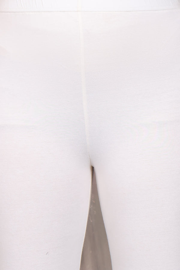 Off White Floral Printed Tape Embellished Anarkali Cotton Kurta, Leggings and Dupatta Set