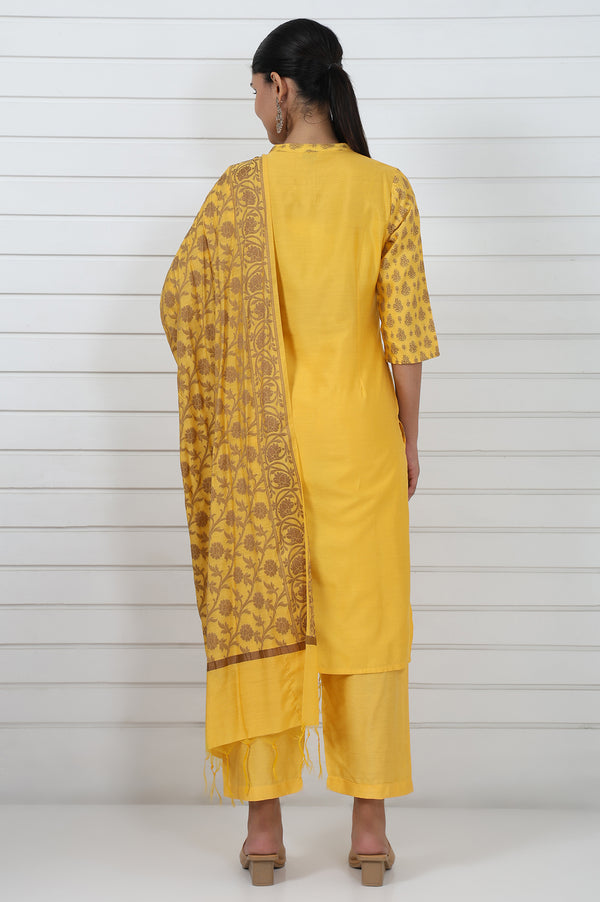 Red Abstract Printed Beads Jacquard Straight Kurta, Palazzo And Dupatta Set