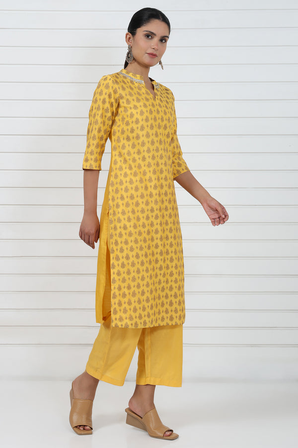 Red Abstract Printed Beads Jacquard Straight Kurta, Palazzo And Dupatta Set