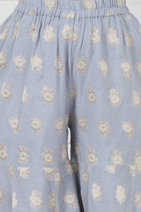 Rose  Abstract Printed Lace Jacquard A-Line Kurta, Sharara And Dupatta Set