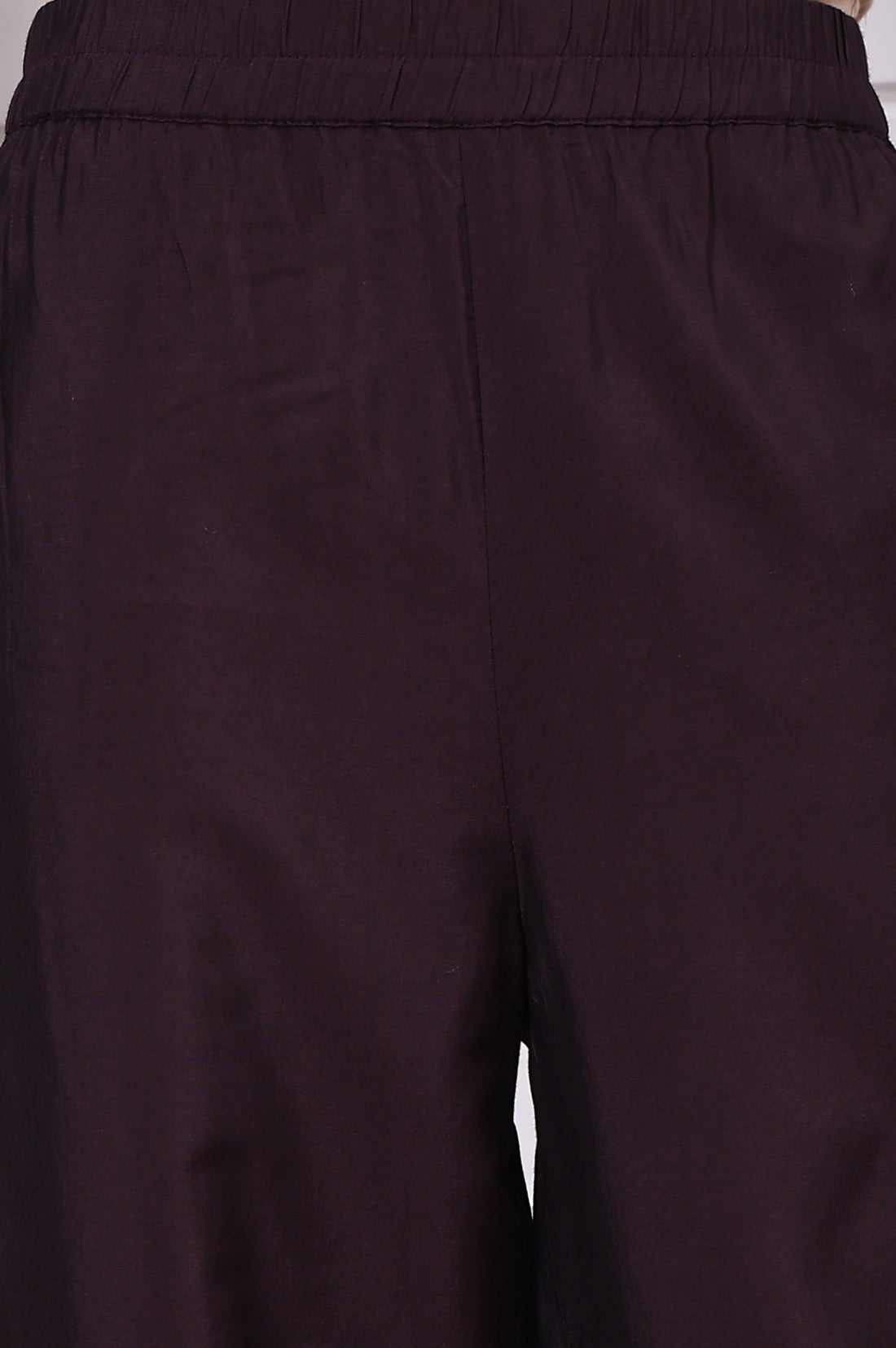 Purple Zari Embroidered Rayon Straight Kurta, Palazzo and Dupatta Set