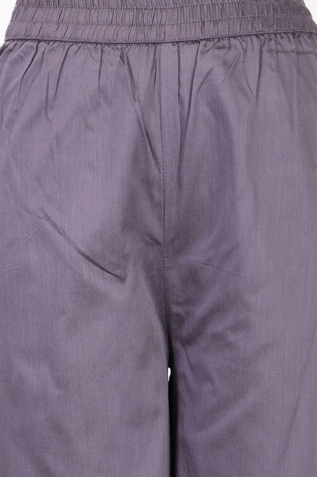 Grey Yarn Dyed Solid Straight Fit Ankle Length Palazzo