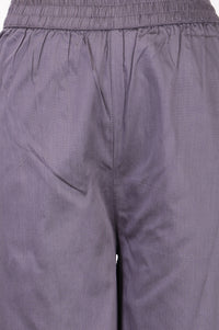 Grey Yarn Dyed Solid Straight Fit Ankle Length Palazzo