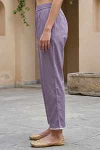 Grey Yarn Dyed Solid Straight Fit Ankle Length Palazzo