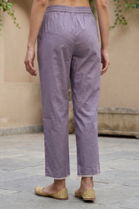 Grey Yarn Dyed Solid Straight Fit Ankle Length Palazzo