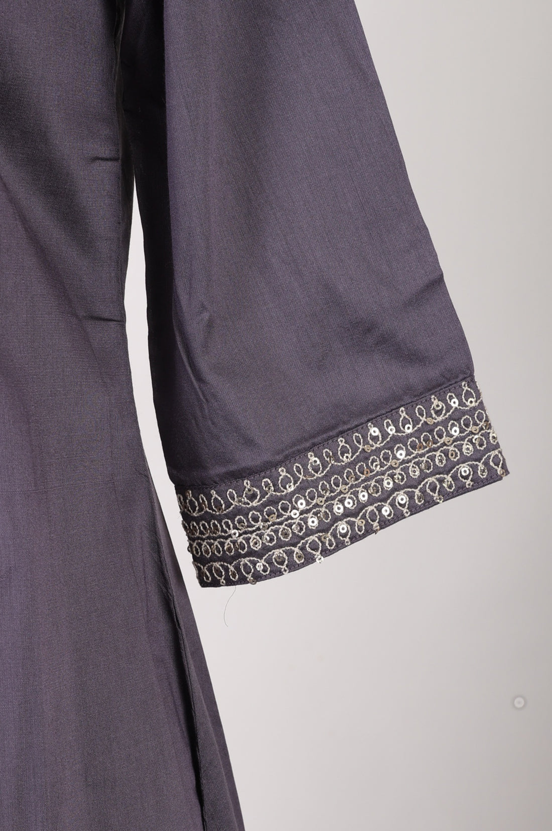 Grey Yarn Dyed Embroidered Straight Kurta