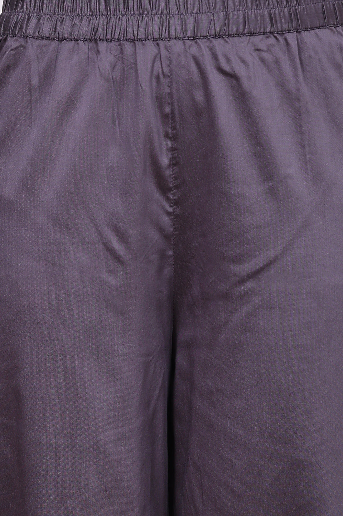 Purple Zari Embroidered Rayon A-line Kurta, Palazzo and Dupatta Set