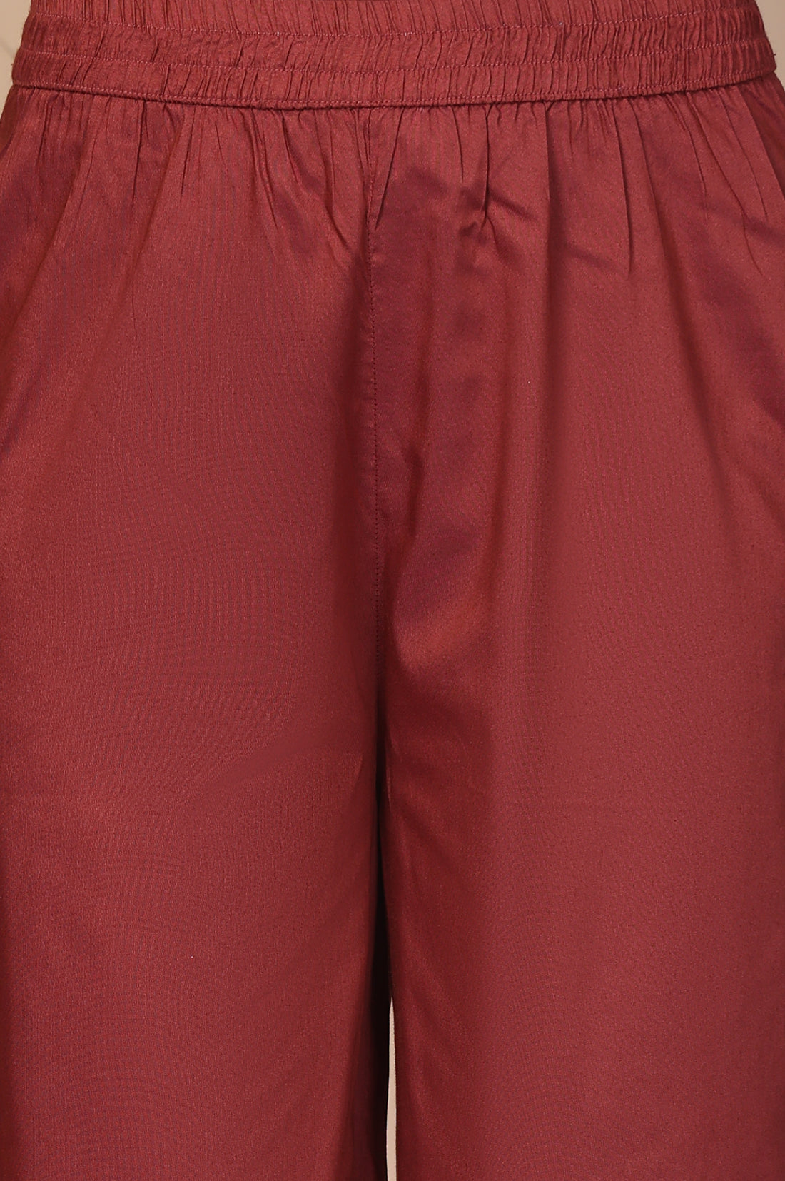 Maroon Embroidered A-Line Rayon Kurta with Palazzo and Dupatta Set