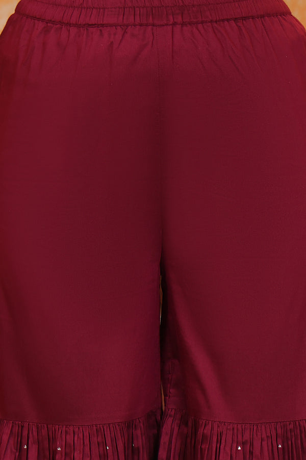 Purple Foil Printed Embroidered Short Festive Kurta, Sharara and Dupatta Set