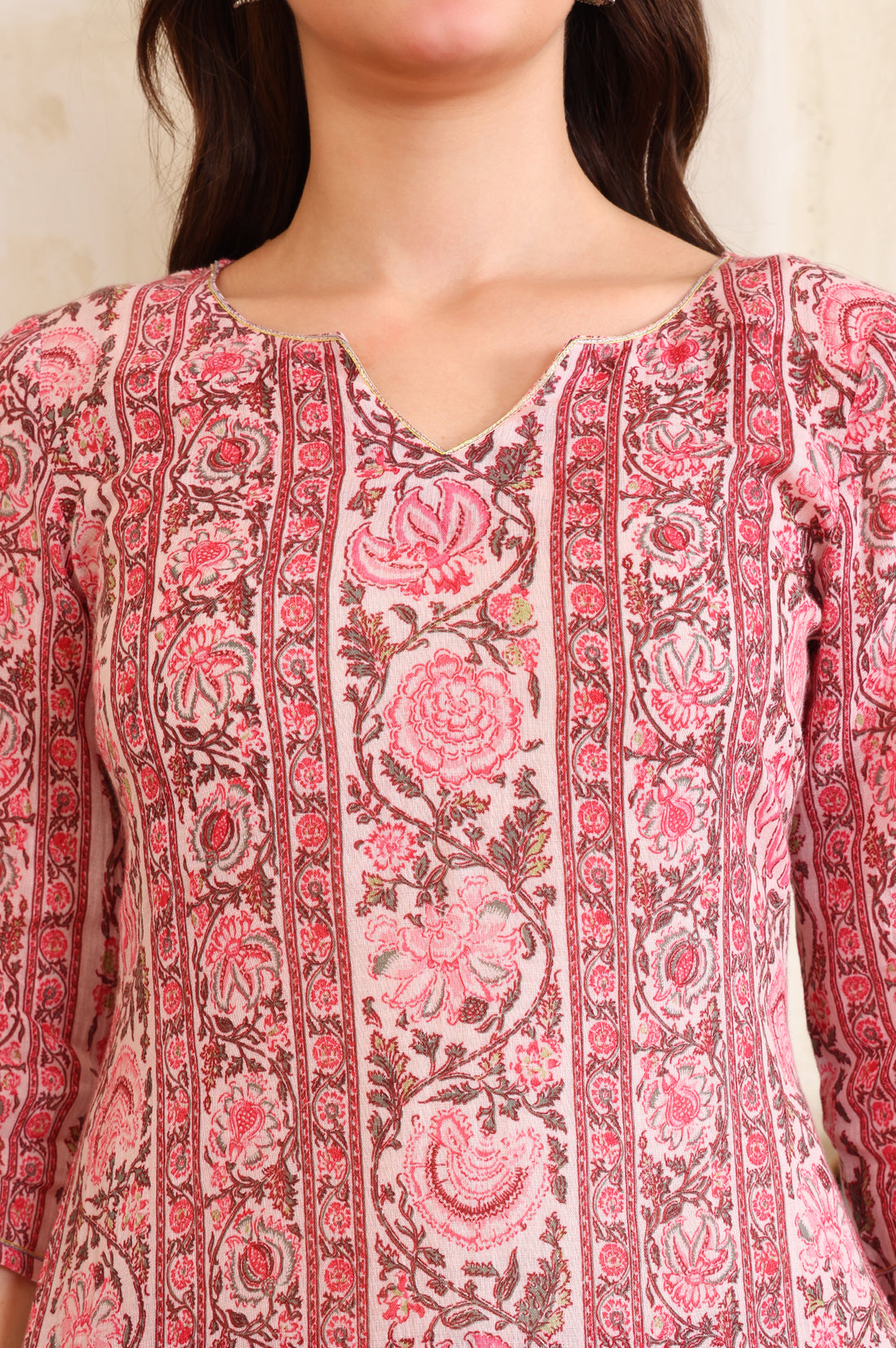 Pink Floral Printed Tape A-line Pure Cotton Kurta and Pant Co-ord Set