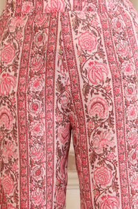 Pink Floral Printed Tape A-line Pure Cotton Kurta and Pant Co-ord Set