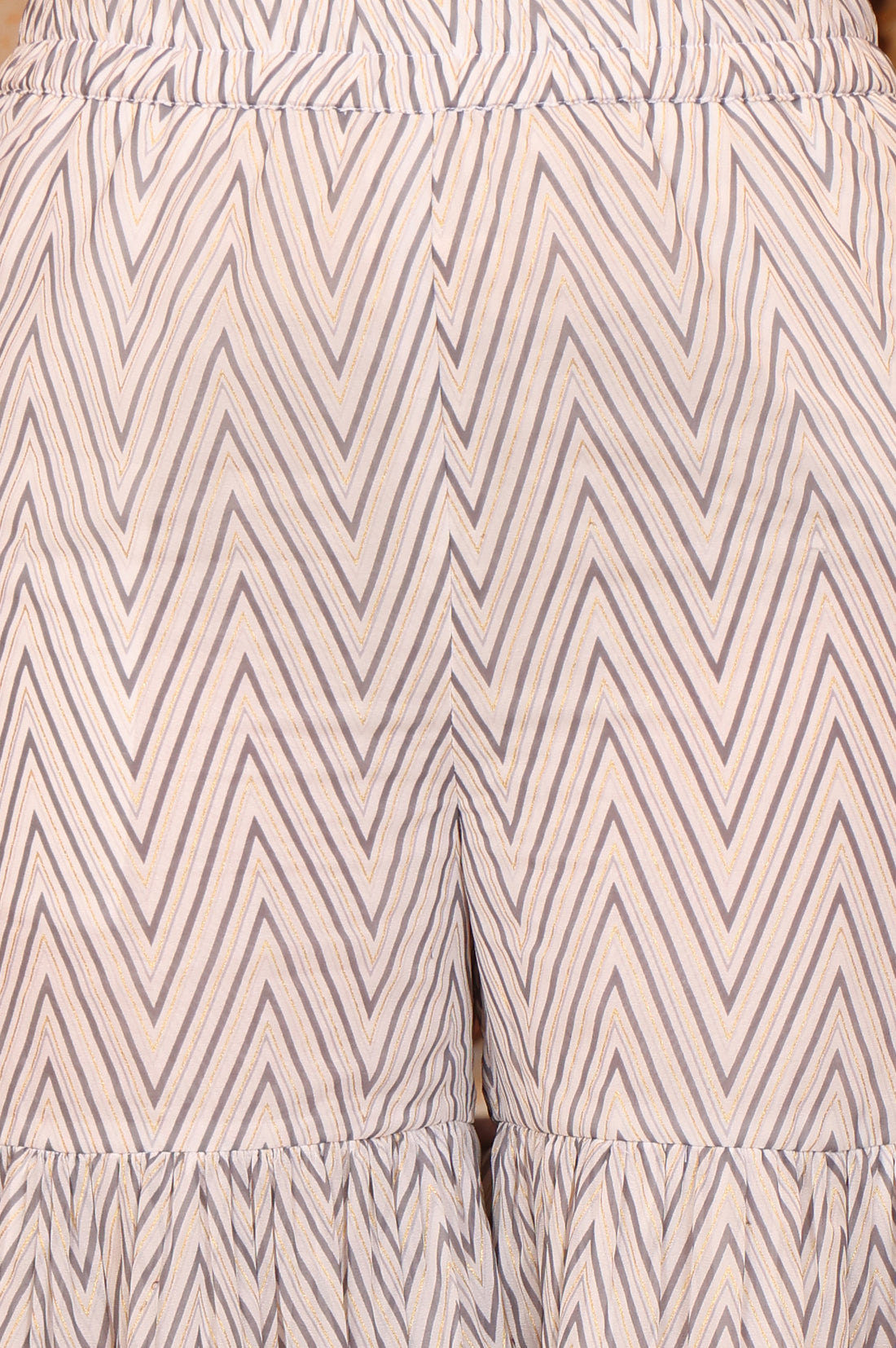 White Abstract Printed Zari Embroidered Straight Kurta, Sharara and Dupatta Set