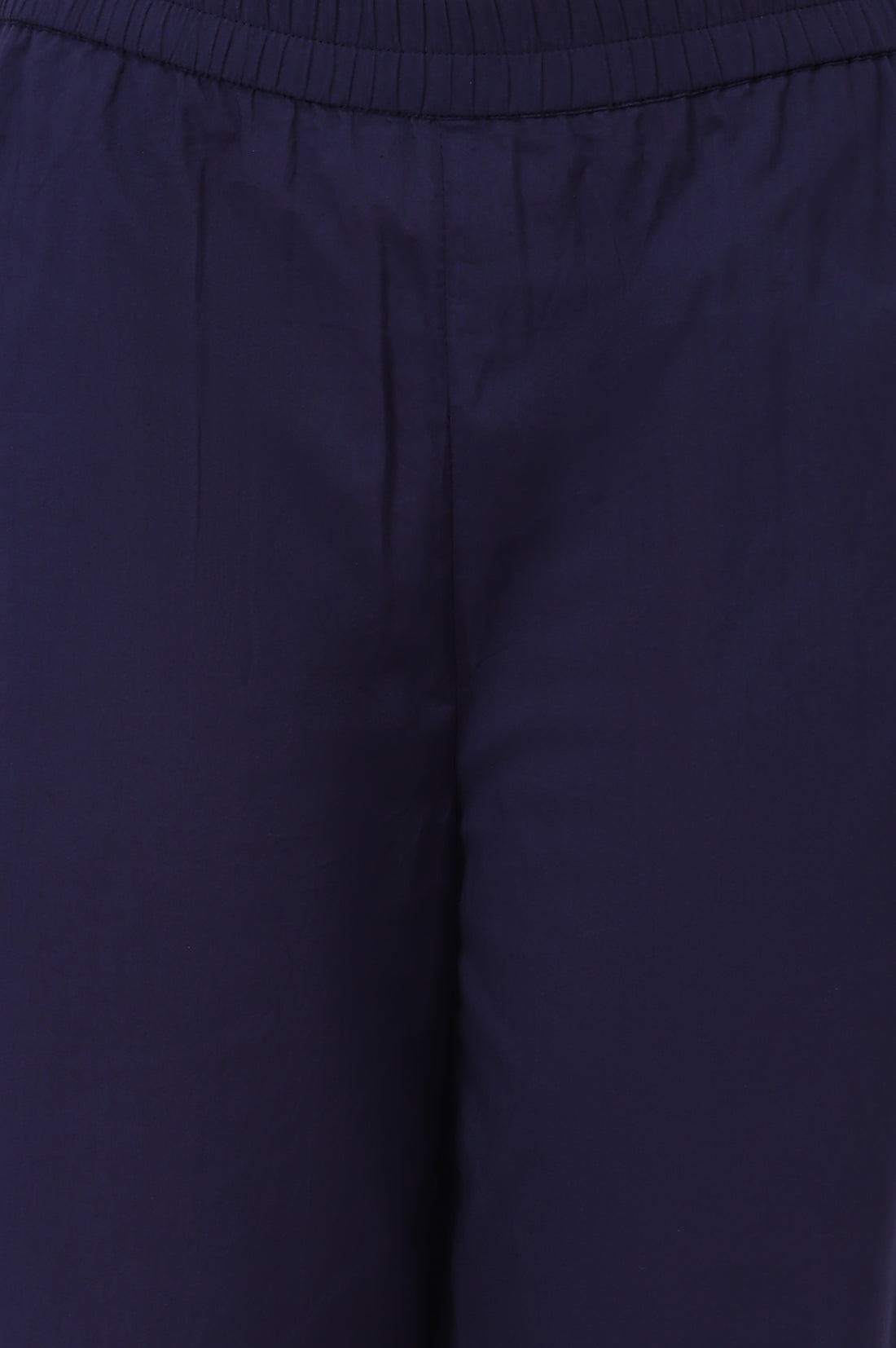 Navy Blue Embroidered Pure Cotton Straight Kurta and Palazzo Co-ord Set