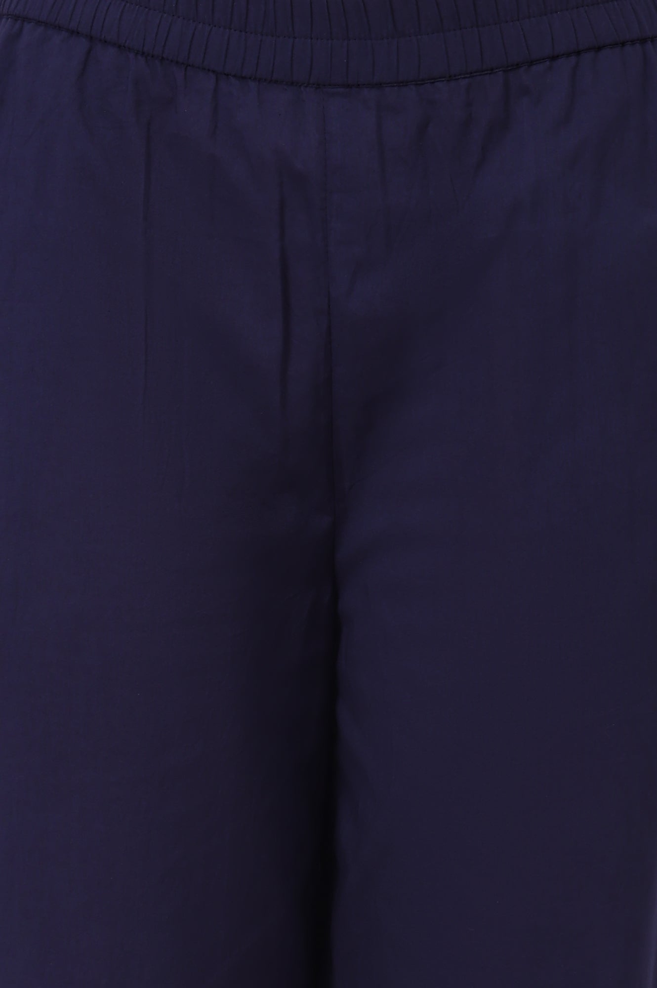 Navy Blue Embroidered Pure Cotton Straight Kurta and Palazzo Co-ord Set