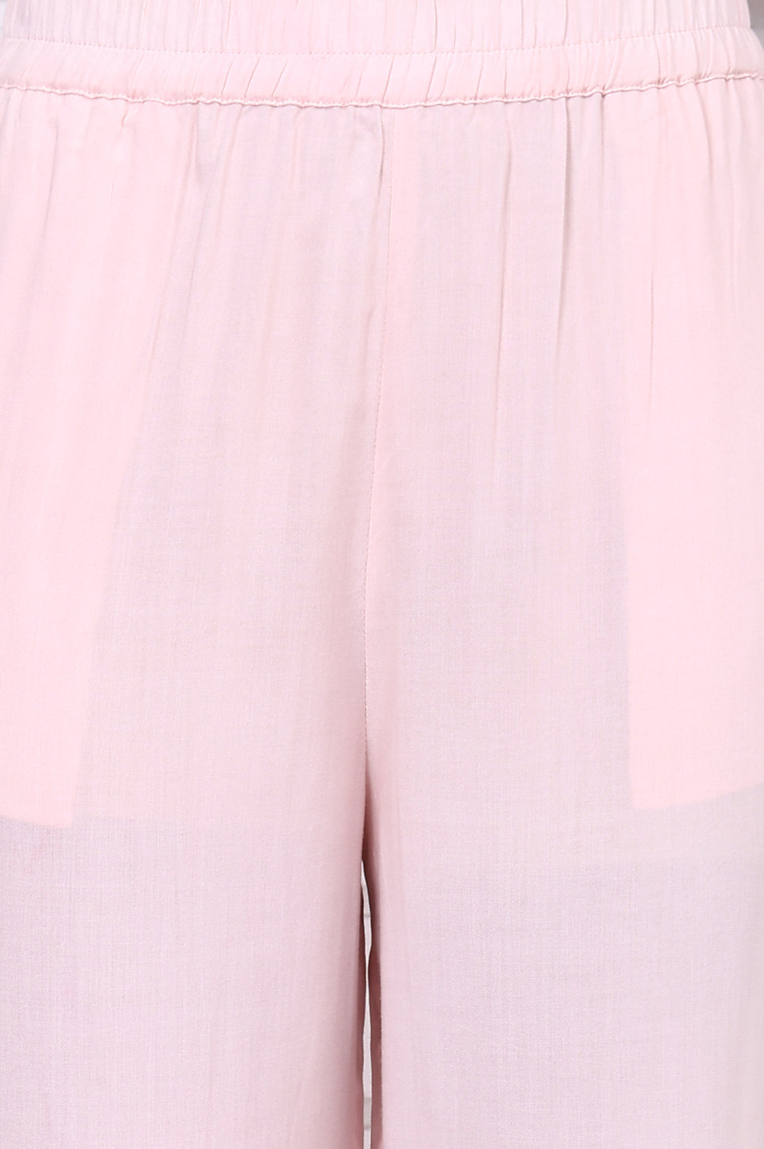 Pink Floral Printed Schiffily Embroidered Liva Straight Kurta, Palazzo and Dupatta Set