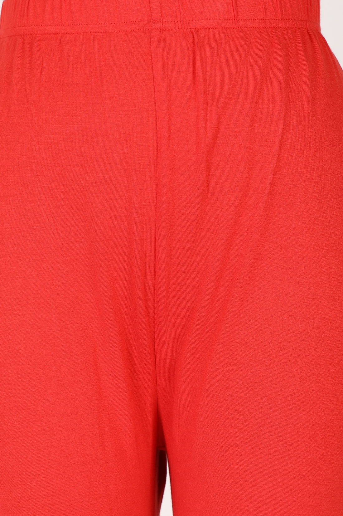 Red Solid Skinny Fit Ankle Length Leggings