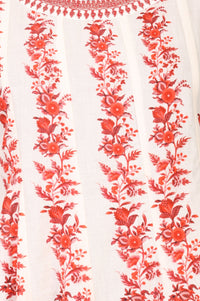 Off White Floral Printed Pure Cotton Sleeveless Anarkali Kurta