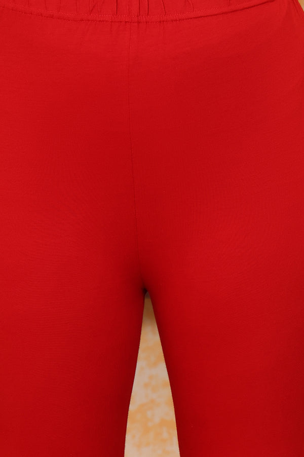 Red Floral Printed Dori Embroidered Anarkali Cotton Kurta, Tight and Dupatta Set