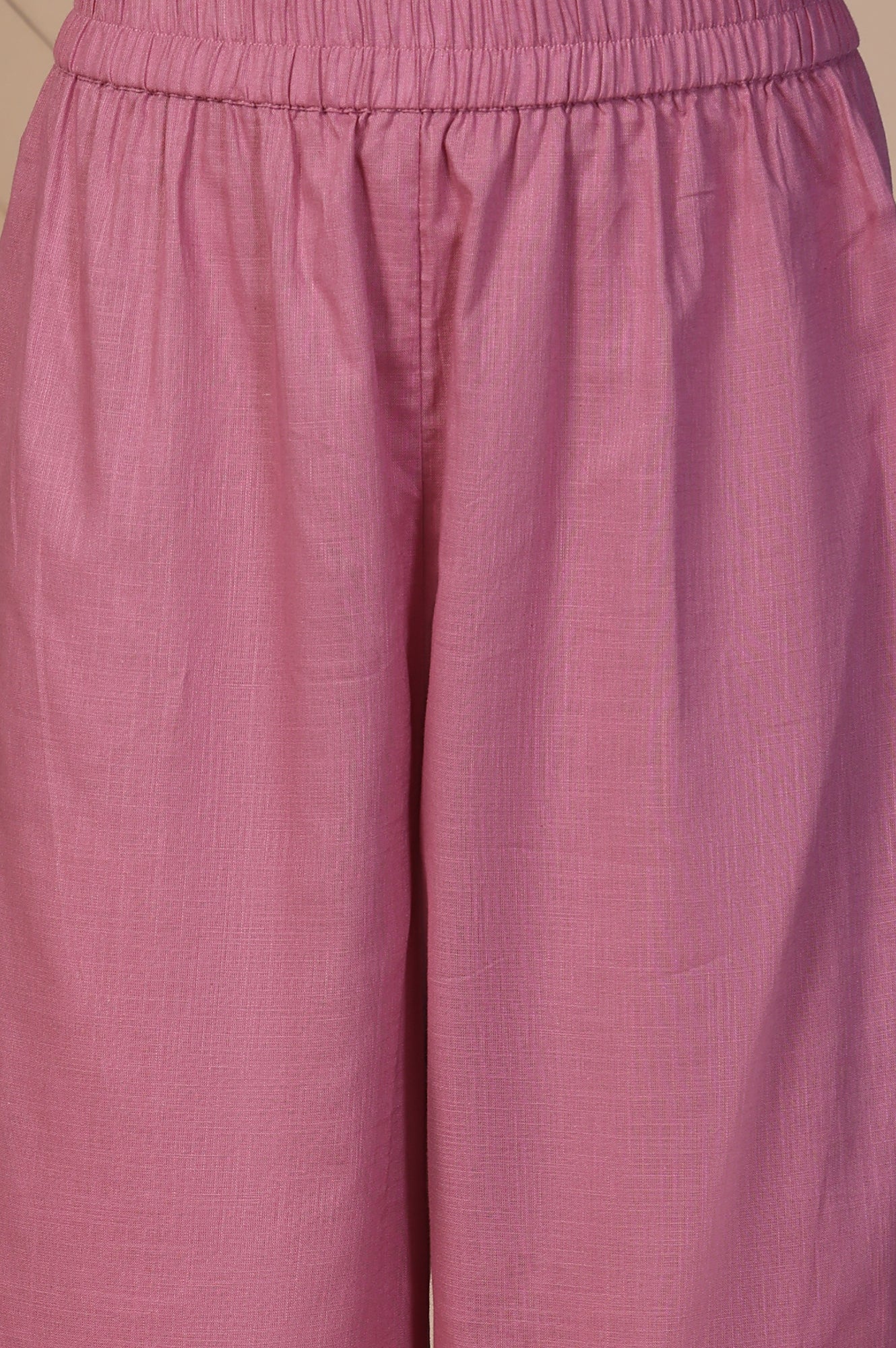 Pink Solid Textured Cotton Straight Kurta and Salwar Co-ord Set