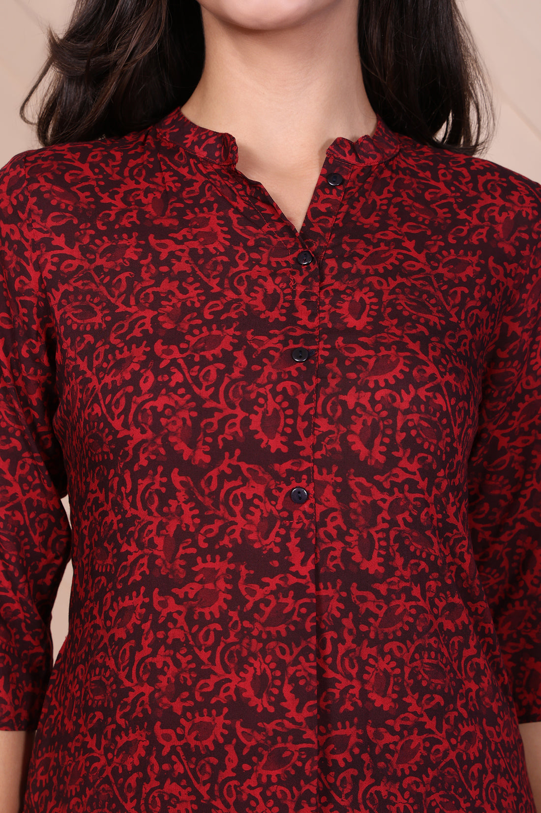 Red Floral Printed Modal Straight Kurta and Salwar Set