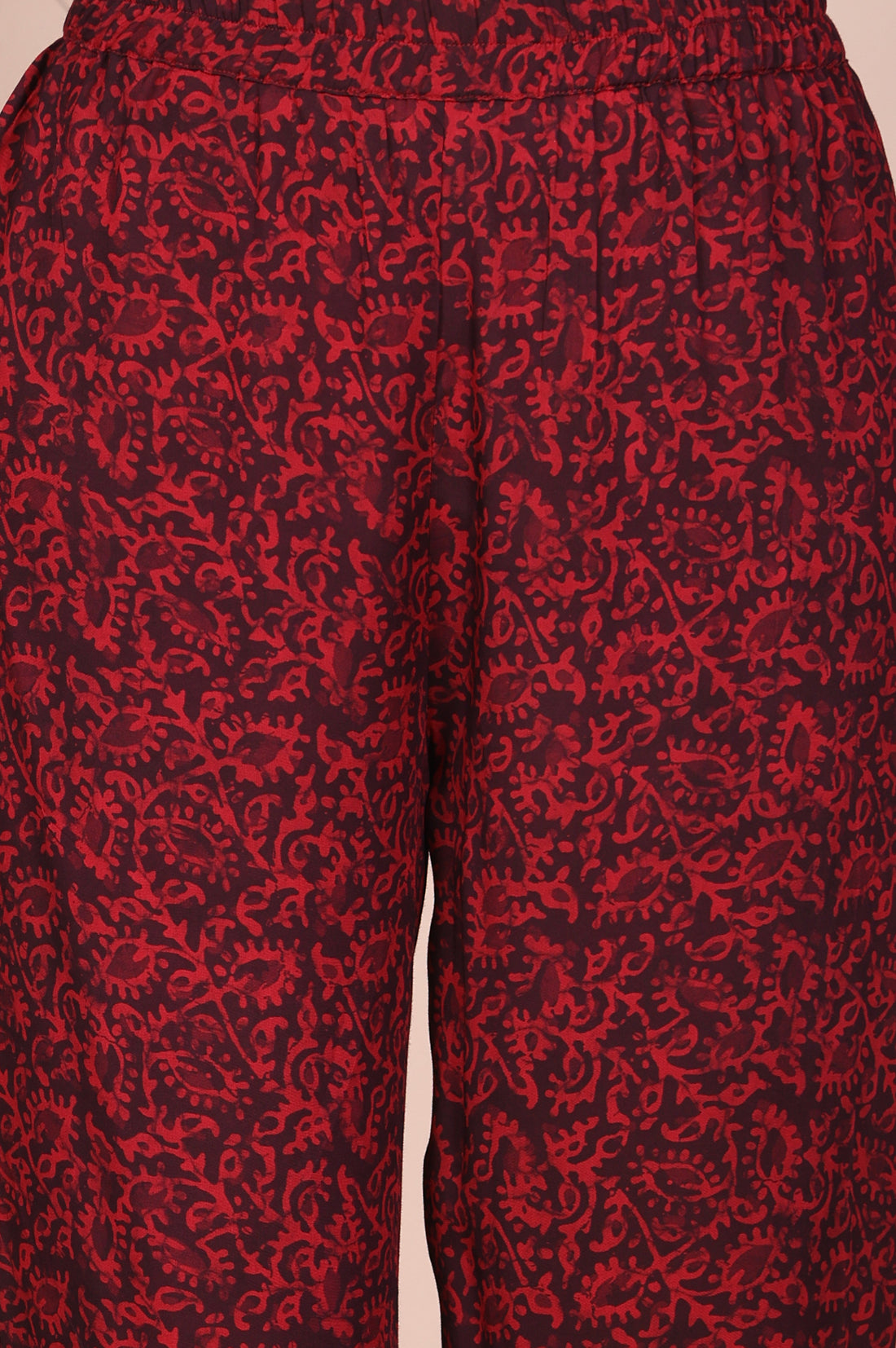 Red Floral Printed Modal Straight Kurta and Salwar Set
