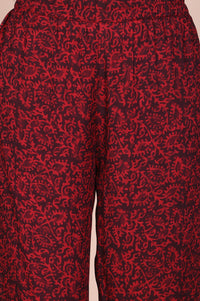 Red Floral Printed Modal Straight Kurta and Salwar Set